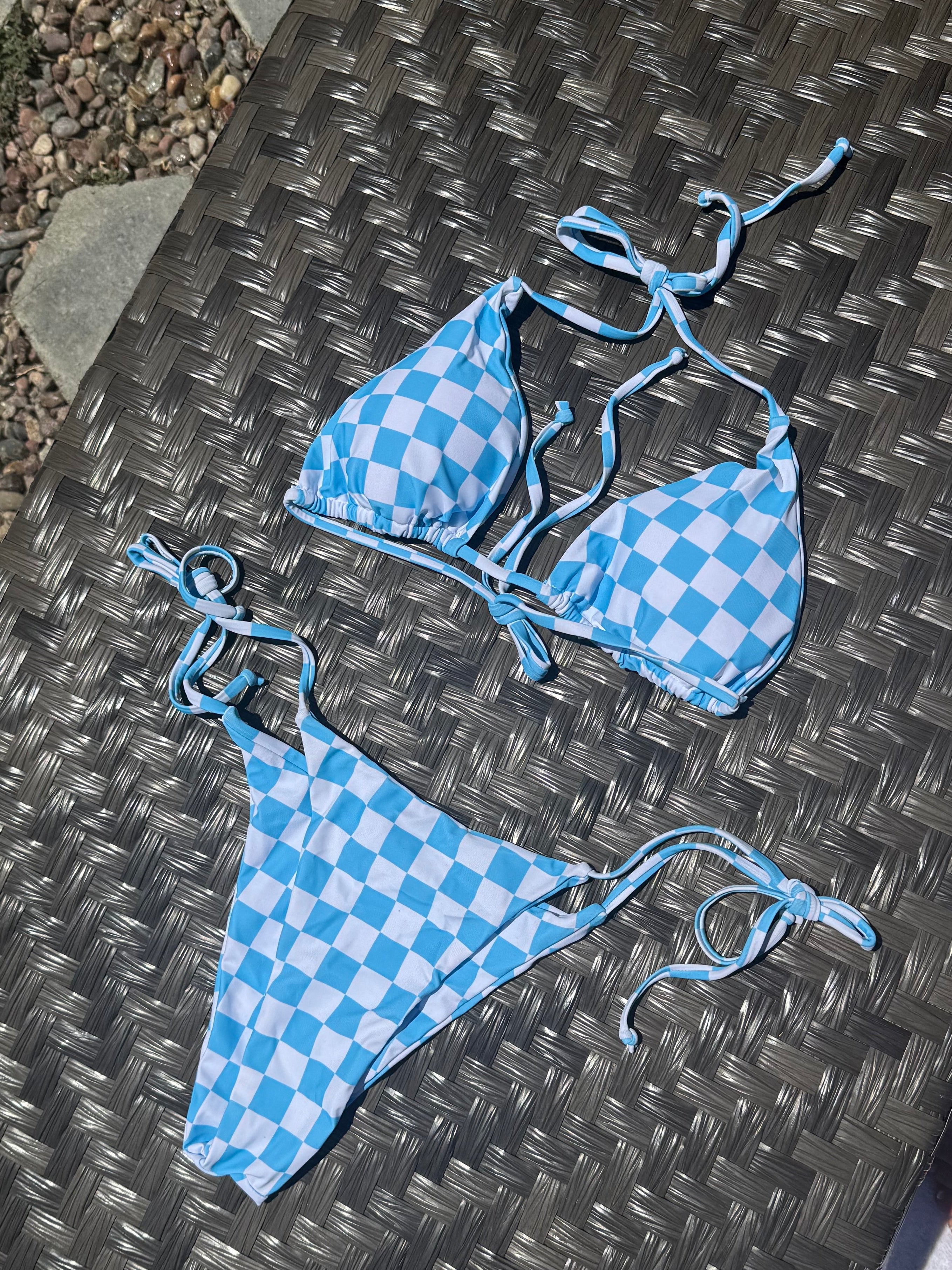 Blue & White checkered bikini ￼