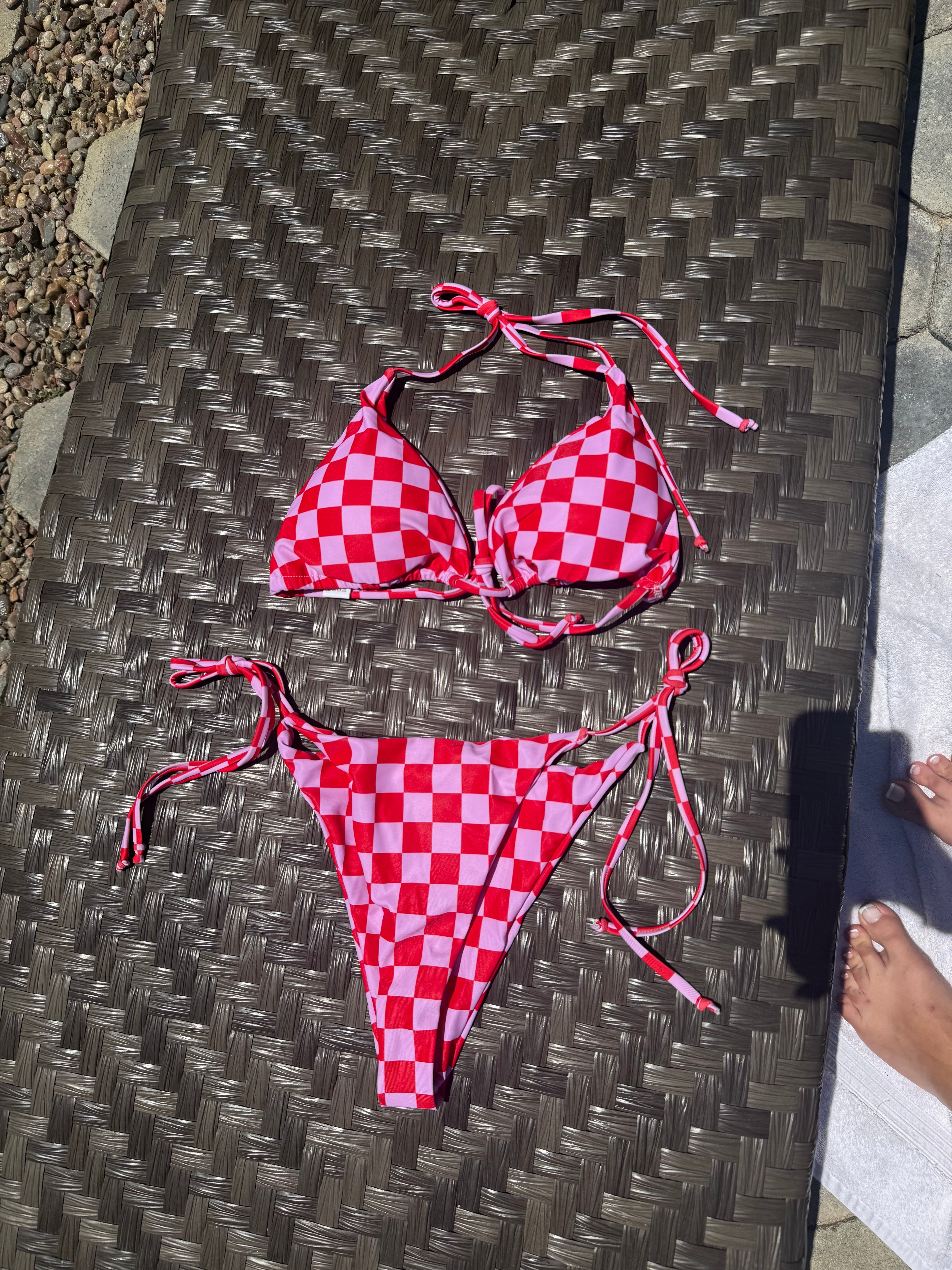 Pink & White Checkered bikini ￼